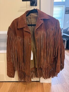 Fringed Suede Jacket - Brown. Vintage.